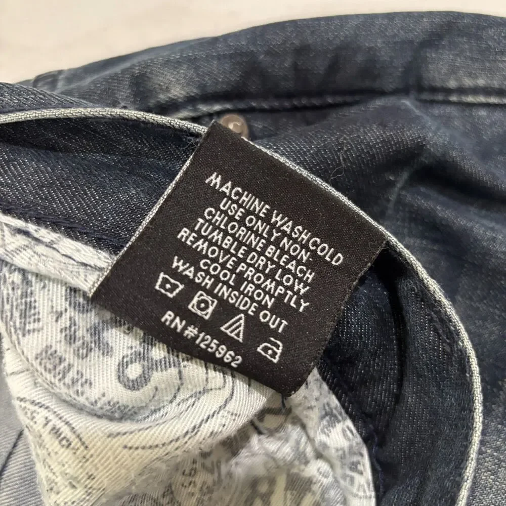 Eight 732 Blue Jeans Mens 40X34 Dark Wash Distress Streetwear Skater Hip Hop Y2K